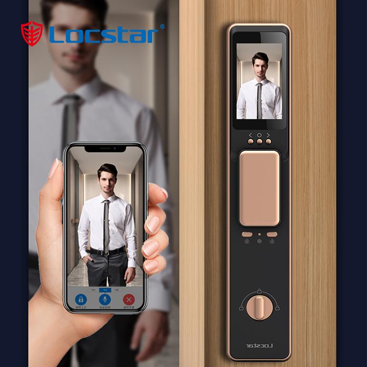 Wifi Tuya Golden Video 3d Face Recognition Finger Smart Door Lock